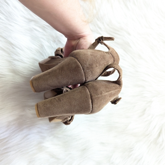 Rocket Dog Brown Corduroy Platform Heels with Bow retro style size 10 - Picture 7 of 8